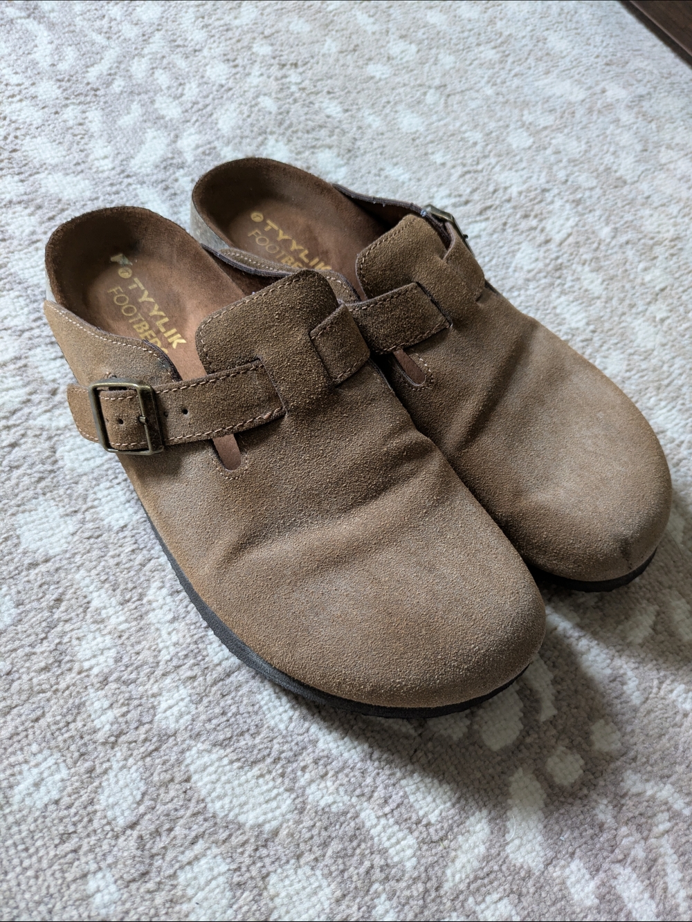 Brown Suede Slip-On Clog with Buckle